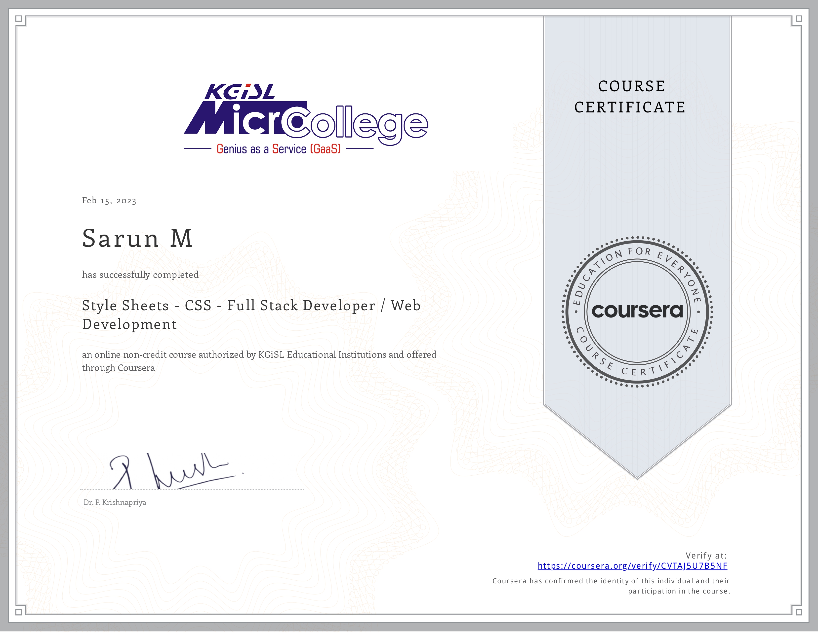 certificate