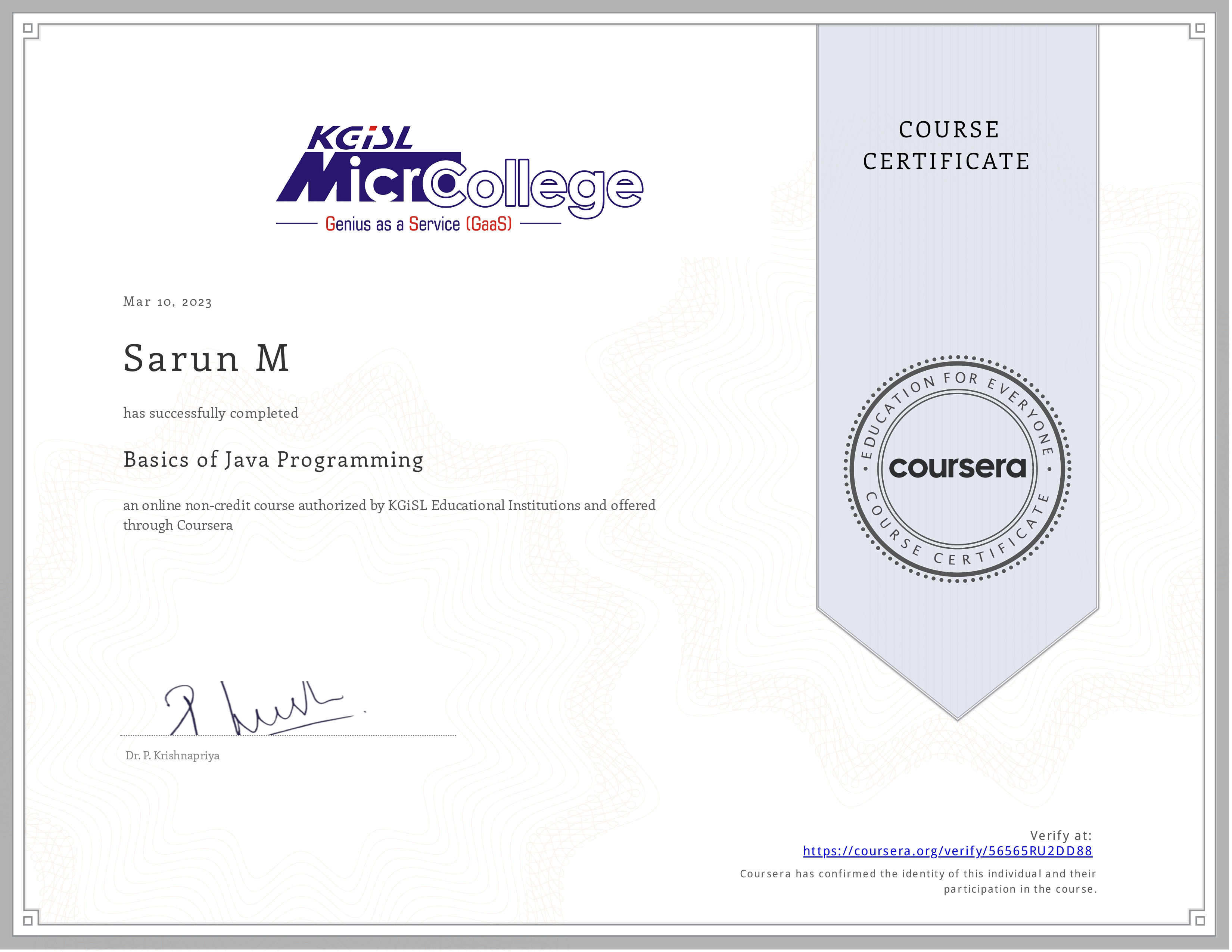 certificate
