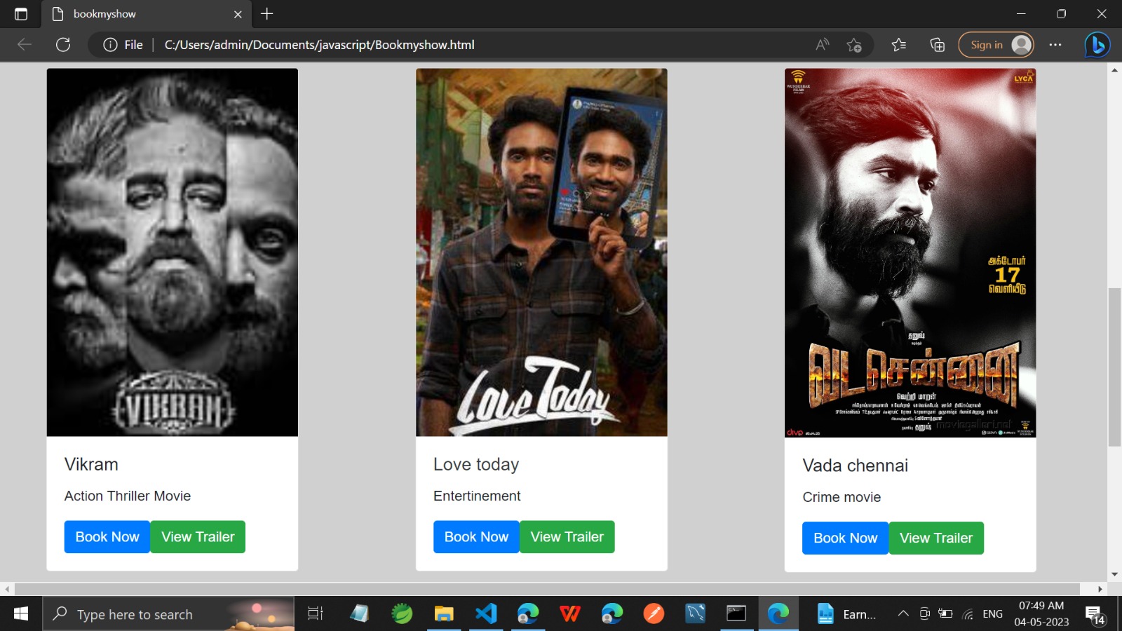 Book My Show Site